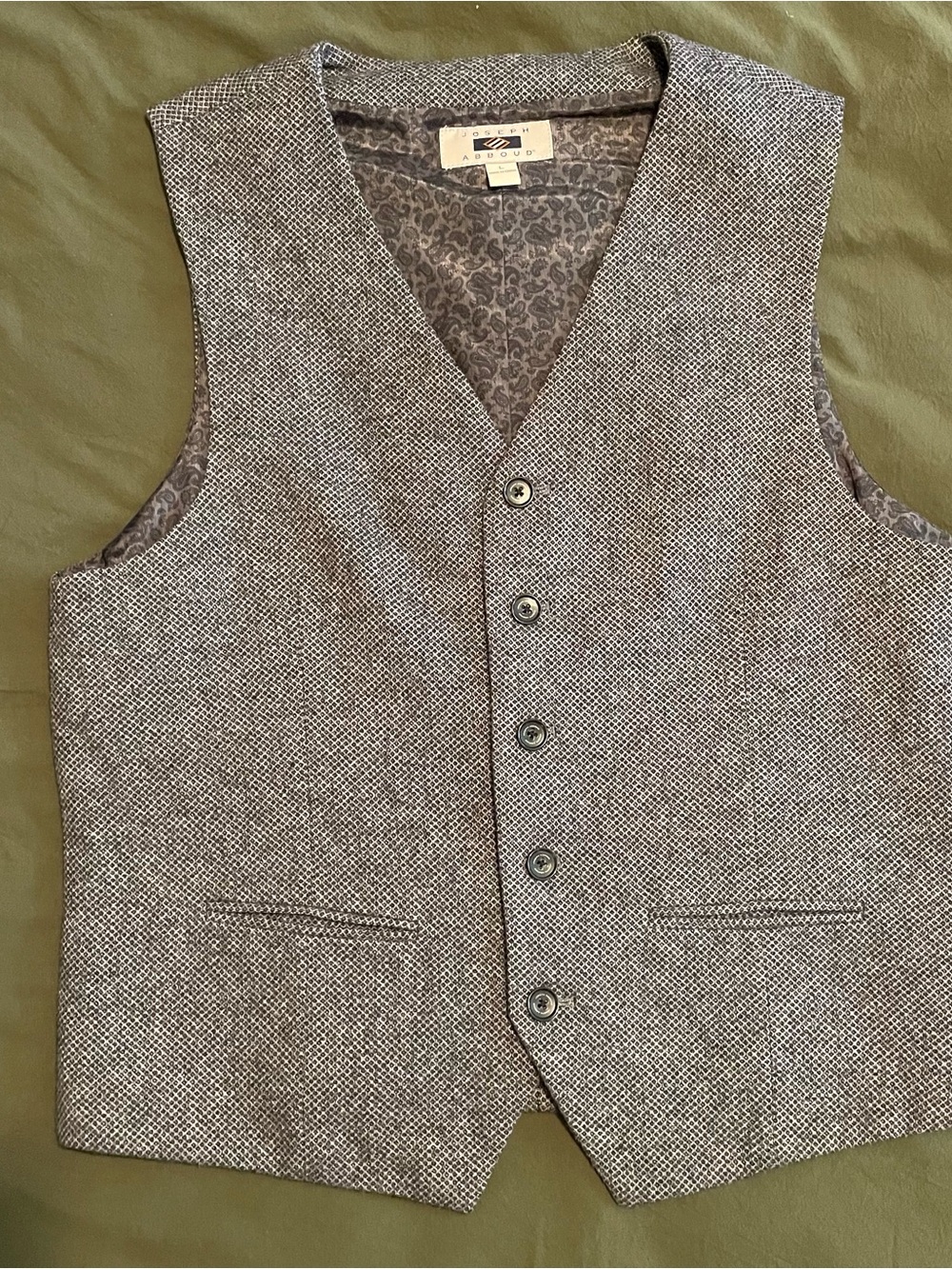 Joseph Abboud Men's Gray Tweed Vest